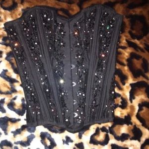 Gorgeous black corset with rhinestones